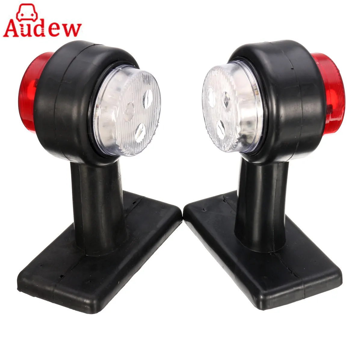 

1Pair Red& White Truck Trailer Caravan Turn Light LED Double Side Marker Clearance Light Lamp 12V/24V