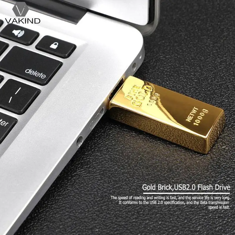 Золотой кирпич USB2.0 флэш накопитель карта памяти мобильный U диск 8/16/32/64/128 GB для