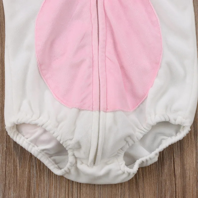 Костюм для новорожденных девочек на молнии с единорогом; комбинезон; джемпер; флисовая одежда с капюшоном; цельнокроеный карнавальный костюм