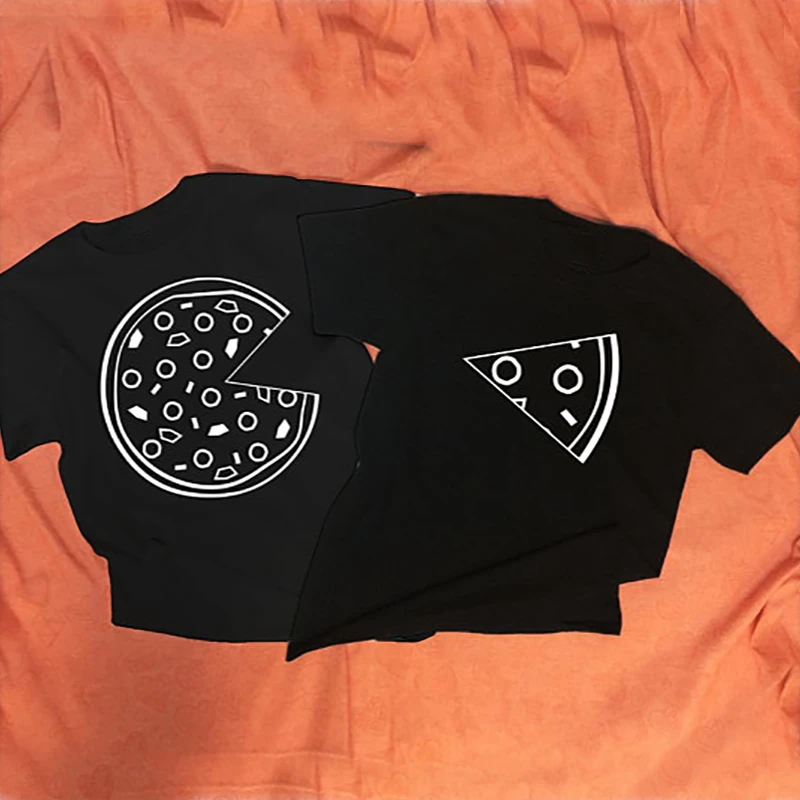 Camiseta de talla grande para parejas, ropa Tumblr para amantes de la Pizza, playera estampada mujer, negra para XS 3XL, regalo de San Valentín|Camisetas| - AliExpress