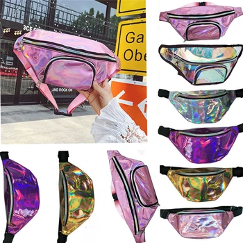 

Shinny Fanny Pack Zipper Up Festival Outdoor Travel Crossbody Hip Waist Bag Bling Laser Bum Bum Bag