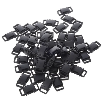 

50pcs plastic side-trip loops 3/8″ black - accessories for large strap, dog collar, Paracord Bracelets.