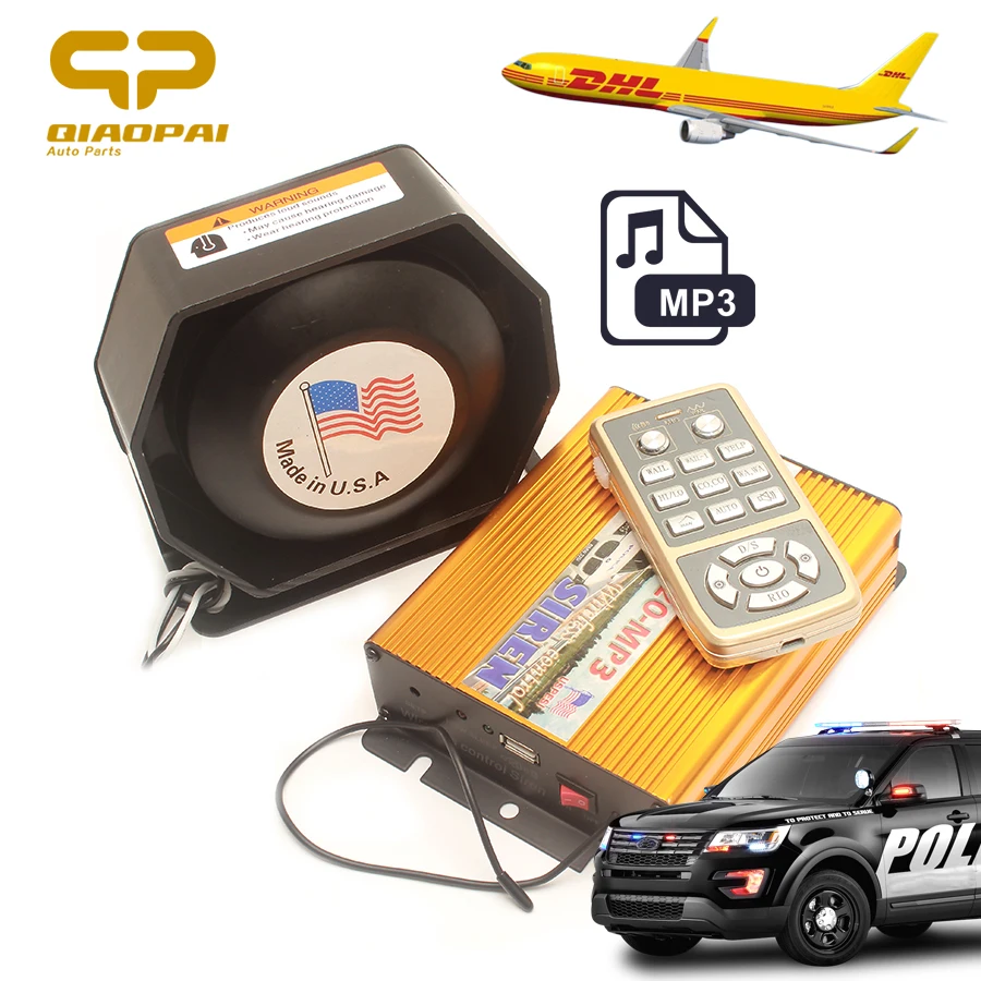 

12V Car Alarm Sound Alarm Police Fire Siren Loud Speaker 200W MIC Systm Megaphone MP3 USB for Ambulance Machineshop Truck Train
