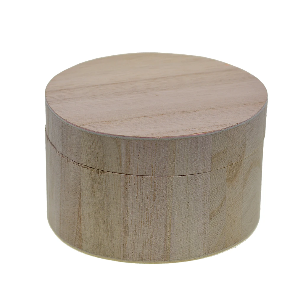Plain Wooden Case Storage Box Round Shapes for Jewellery Small Gadgets Gifts
