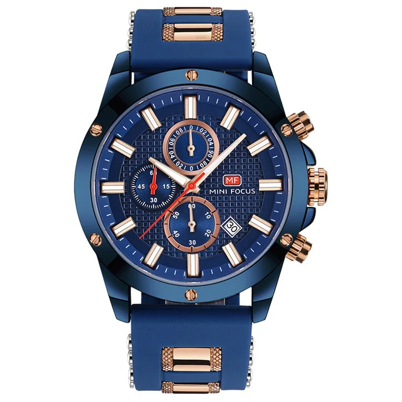 

2019 MINI FOCUS Men's Watch Fashion Business Silicone with Quartz Watch Multifunction Waterproof Calendar Luminous Hot Sale