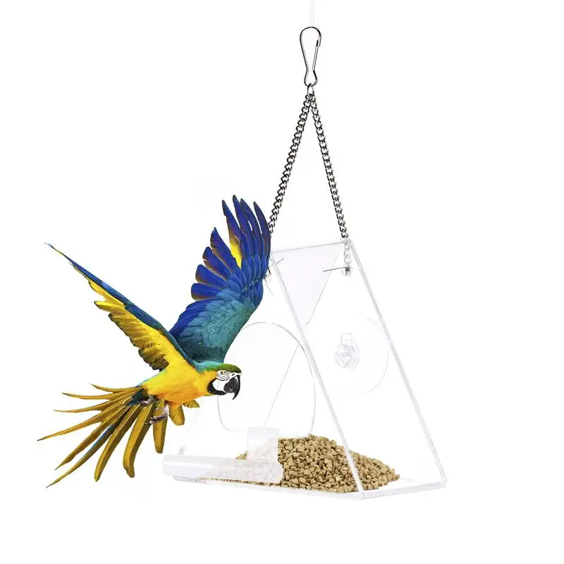 2019 Transparent Acrylic Bird Feeder Triangular Hanging Transparent