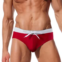 Пикантные мужские плавательные подкладка пуш-ап плавки низкой талией плавательные трусы для геев Шорты для купания лоскутное цвет Лидер продаж Лето