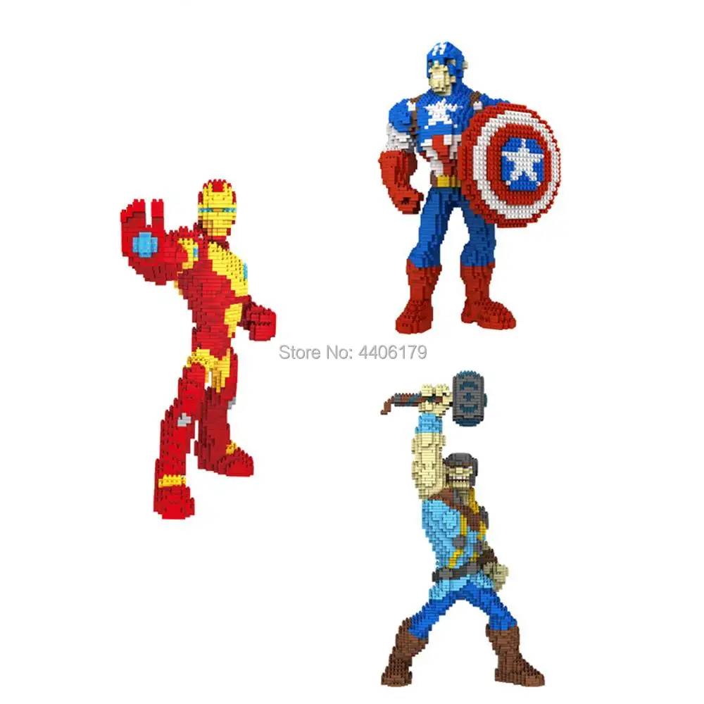 

hot LegoINGlys Marvel Super hero Avengers iron Man Captain America Raytheon Micro Diamond Building Blocks model bricks toys gift