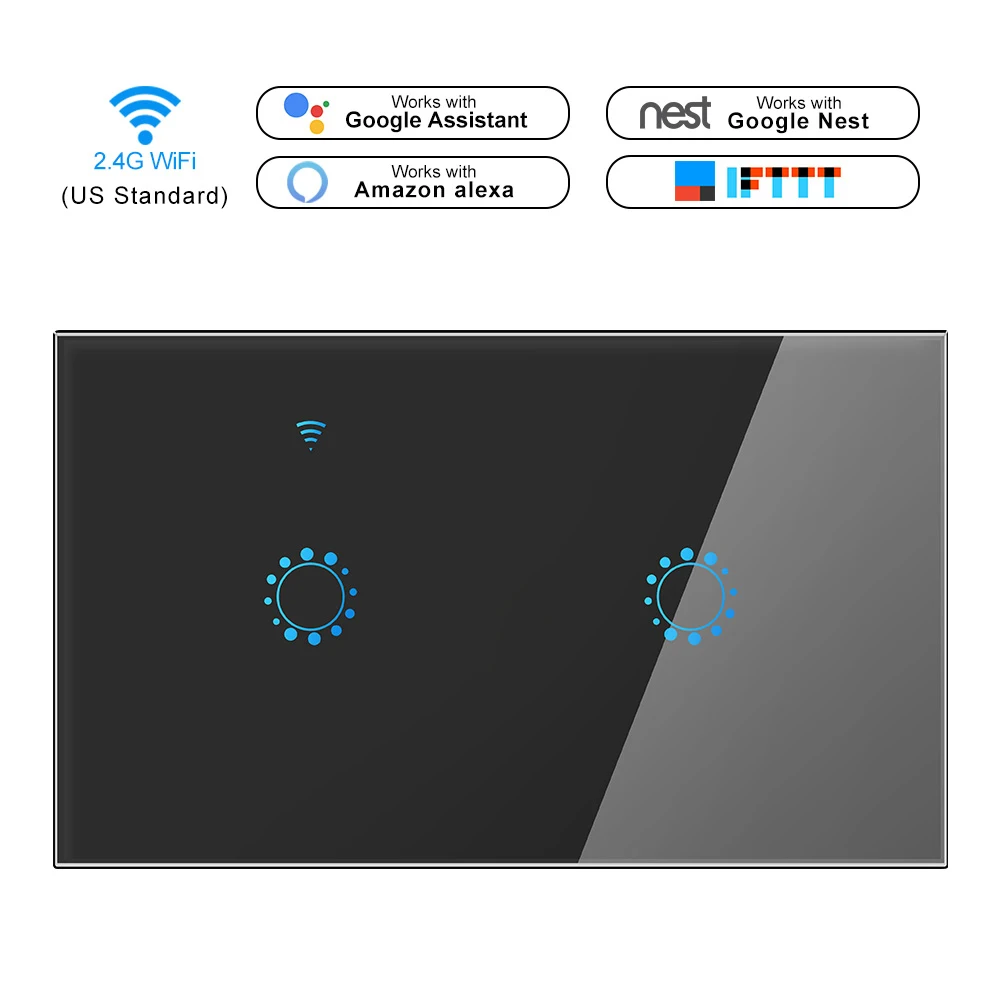 

Smart Light Switch US Standard 1 2 3 Gang 110V Wireless Remote Control Light Switches, Remote Touch Wall Switch for Smart Home