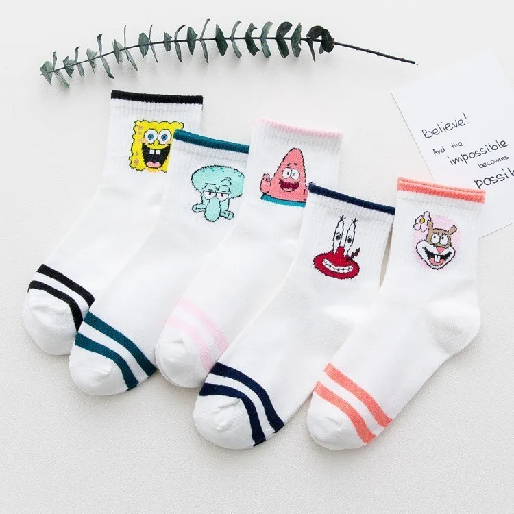 

Sponge Baby Kawaii Socks Cartoon Socks Woman Socks Fashion Trend In Canister Socks Woman Cotton School Agitation Brand Socks