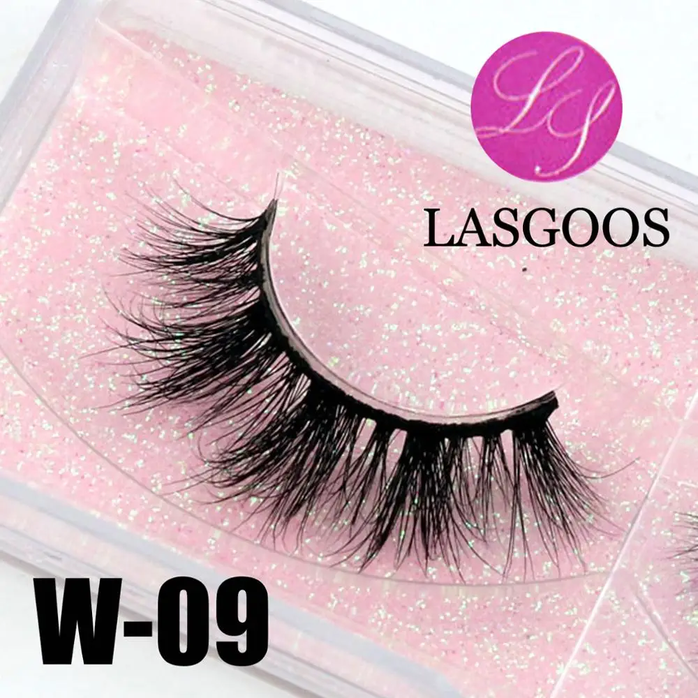 LASGOOS 1 Pair Glitter Packing Handmade 3D Mink Lashes Mixed Thin Cross