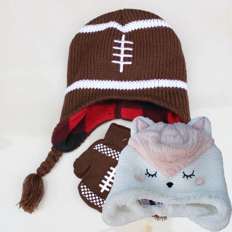 Pudcoco Trendy Winter Baby Beanie Hat Cap Warm Cute Kid Boy Girl Toddler Knitted GlovesHats