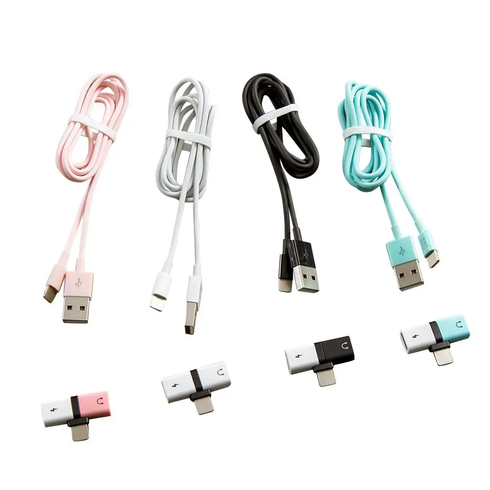 

2 In 1 Earphone Music Audio Adapter Fast Charging Cable USB Charging Converter For IPhone X 8 7 6 5 6s 5s 5C SE date line new