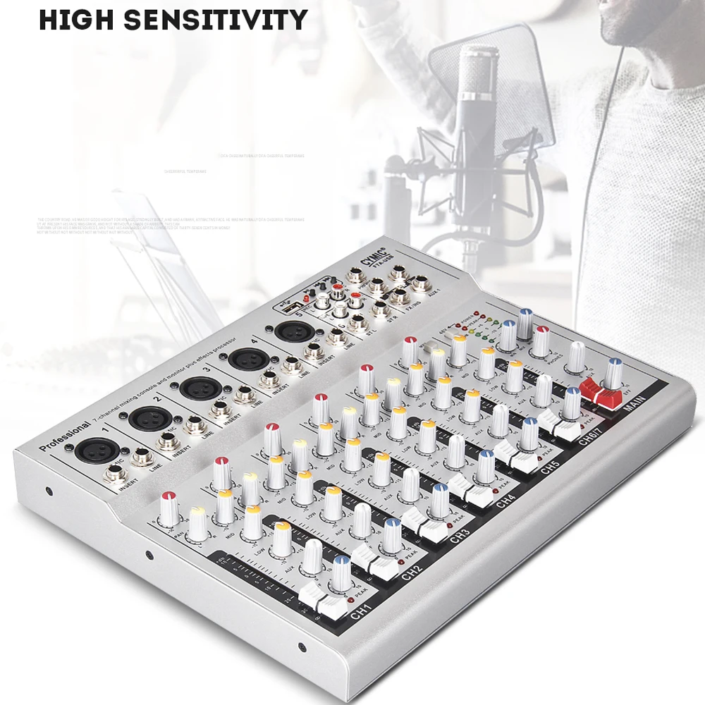 

Mini Household Portable Audio Mixer with USB DJ Sound Mixing Console 48V Amplifier for Karaoke KTV Party Audio Mixer