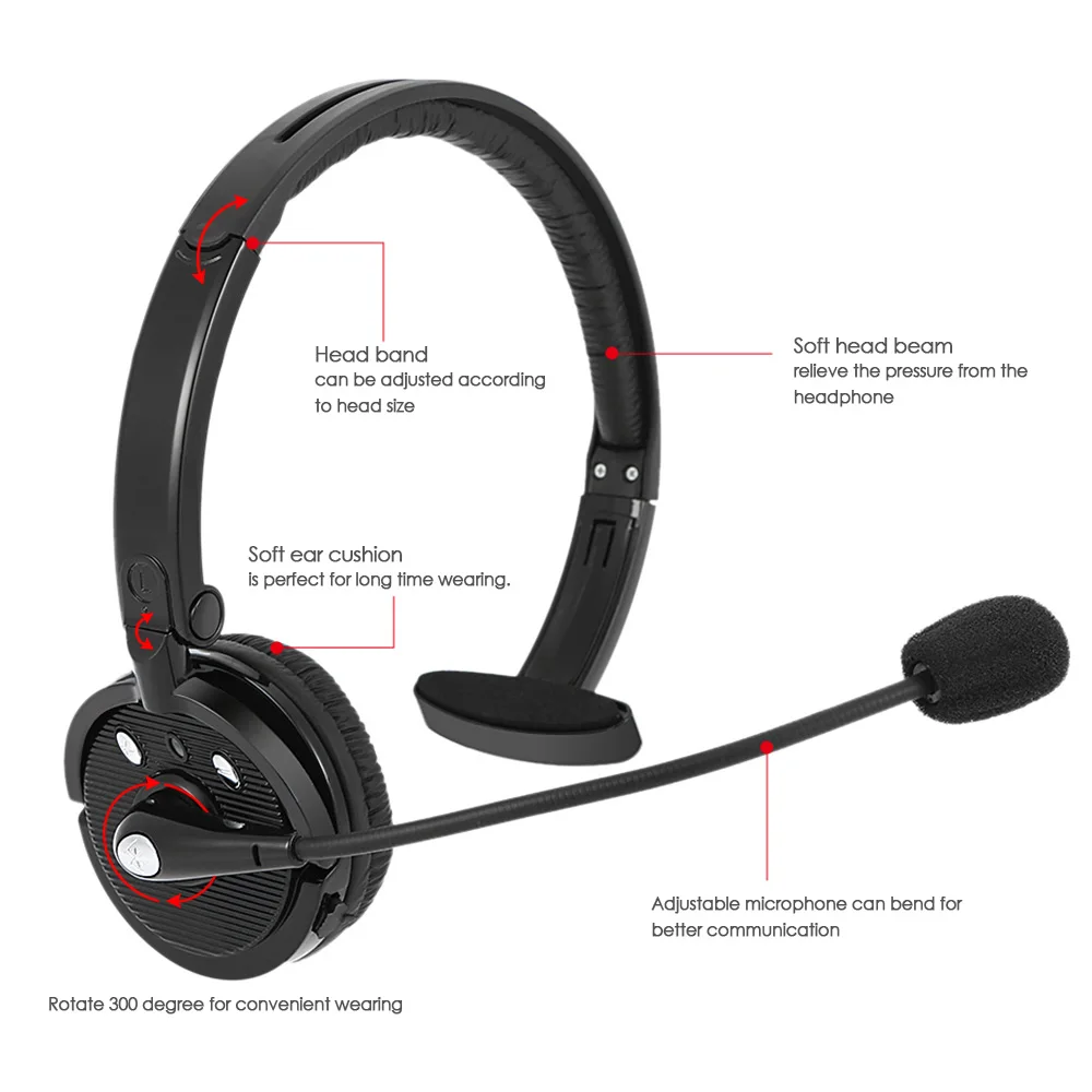 Беспроводная Bluetooth гарнитура стереонаушники для бизнеса Hands free с микрофоном