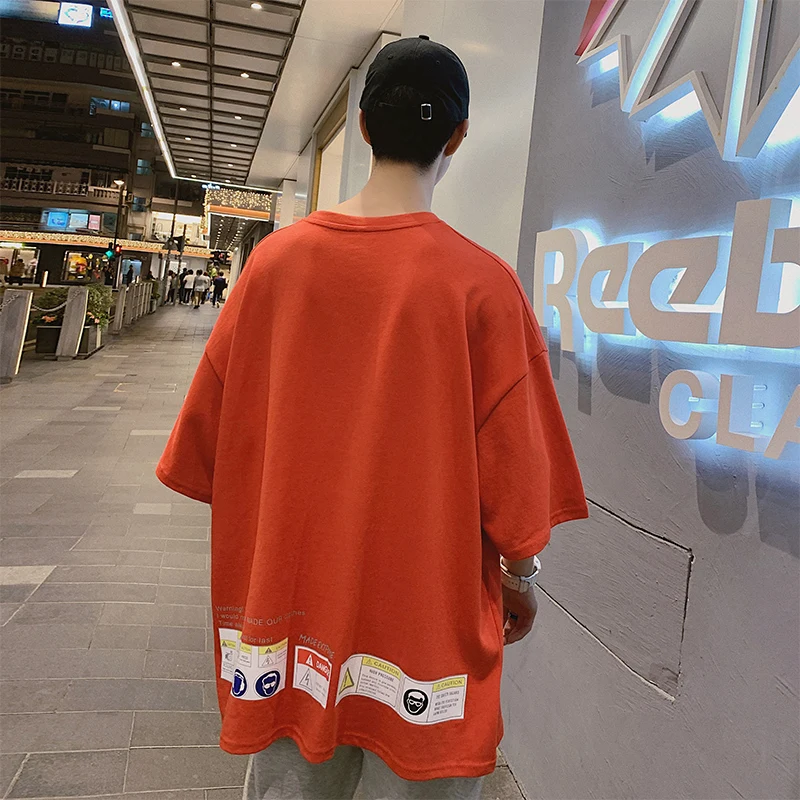 

Men's T-shirt spring 2019 new loose casual T-shirt solid color half sleeve shirt round neck short sleeve youth men's wear