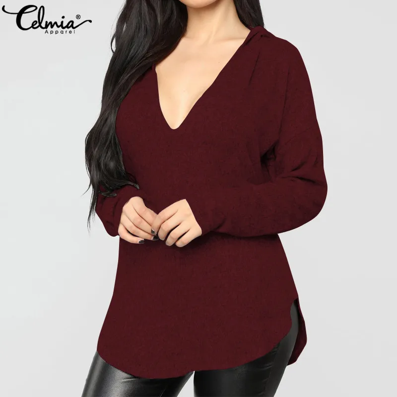 Celmia Women Knitted Hoodies 2019 Autumn Winter