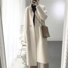 Autumn Winter 2019 Fashion Wool Coat Jacket Long Sleeved Long Woolen Coats Jackets Female Blend