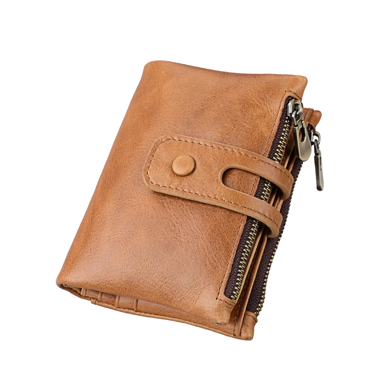 Unisex Vintage Crazy Horse Genuine Leather Wallet Women Men Wallets With Coin Pocket Zipper Short Style Credit Card Holder Purse | Багаж и