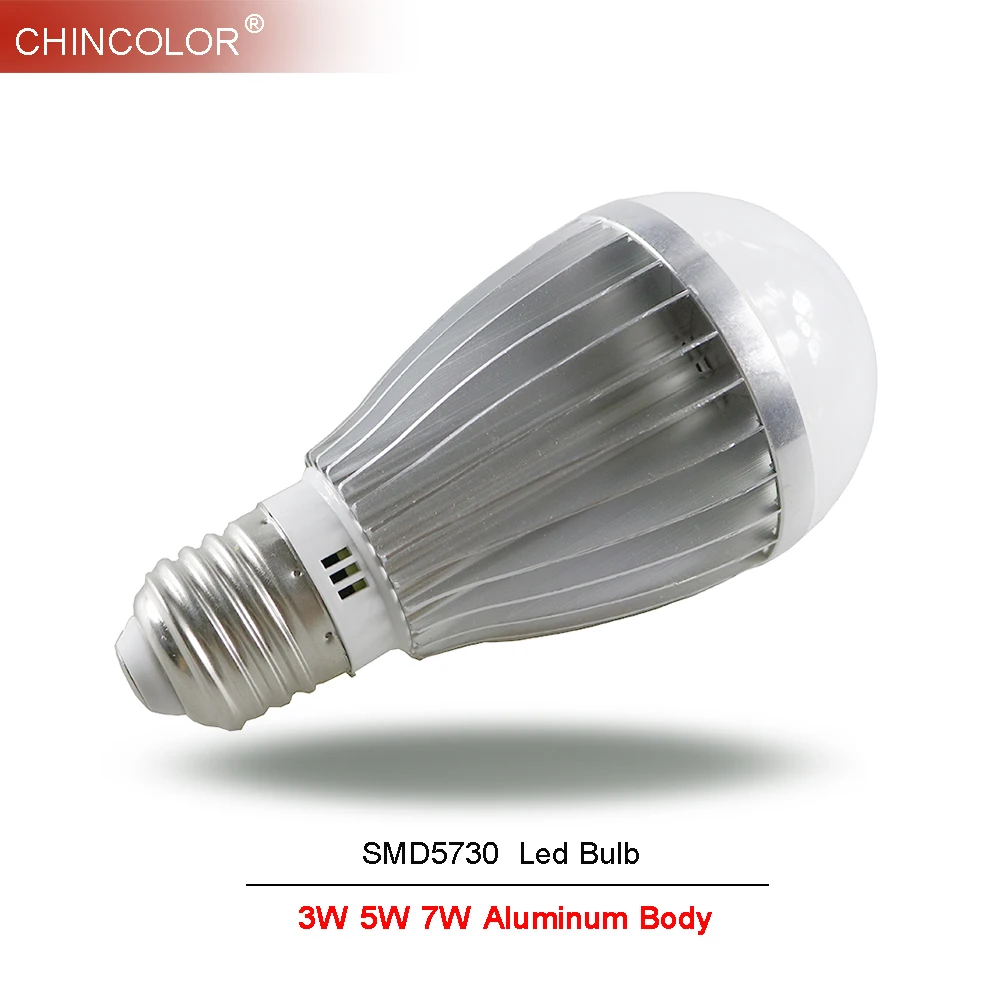 Светодиодный светильник E27 E14 3 Вт 5 7 SMD 5730 серебристый алюминиевый корпус для
