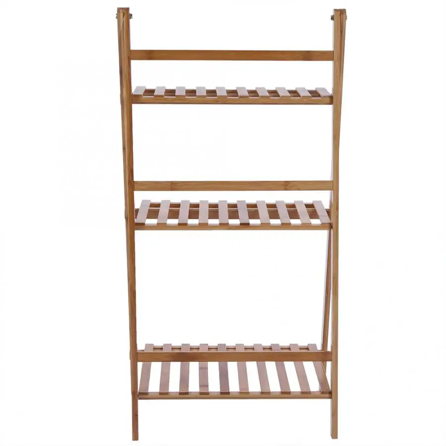 Modern 3 Tier Bamboo Storage Balcony Fleshy Floor Rack Folding Flower Pot Stand Plants Shelf shelf for Flowers New|Полки для
