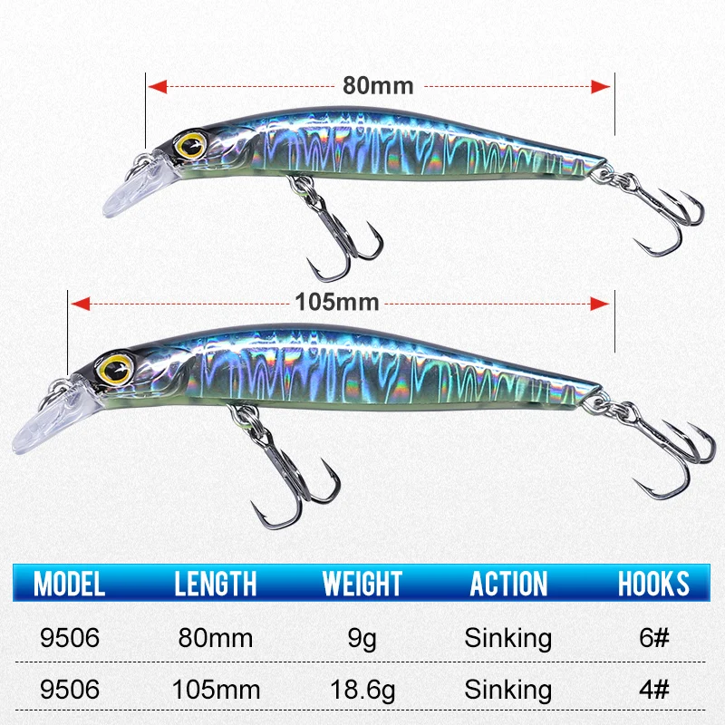 Kingdom Hot Jerkbaits Fishing lures 80mm 9g 105mm 18.6g Silence Sinking Minnow lure High Quality Hard Baits Good Action Wobblers