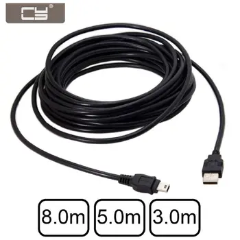 

10pcs/lot 8m 5m 3m 1.5m 5ft Mini USB 5Pin to USB 2.0 Male Data Cable for Tablet & Hard Disk & Camera & Phone Black