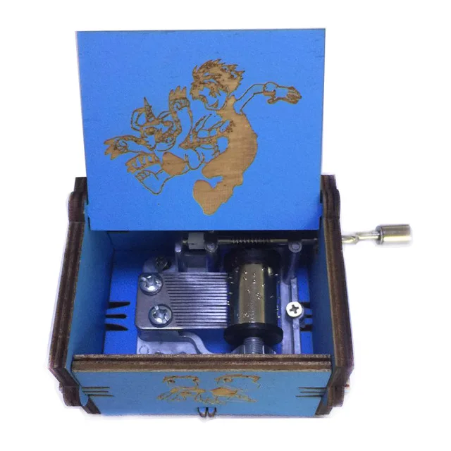 Nuevo venta al por mayor antiguo tallado manivela de madera Digimon caja de música regalo de navidad regalo de fiesta de regalo de fiesta decoración de anonimidad