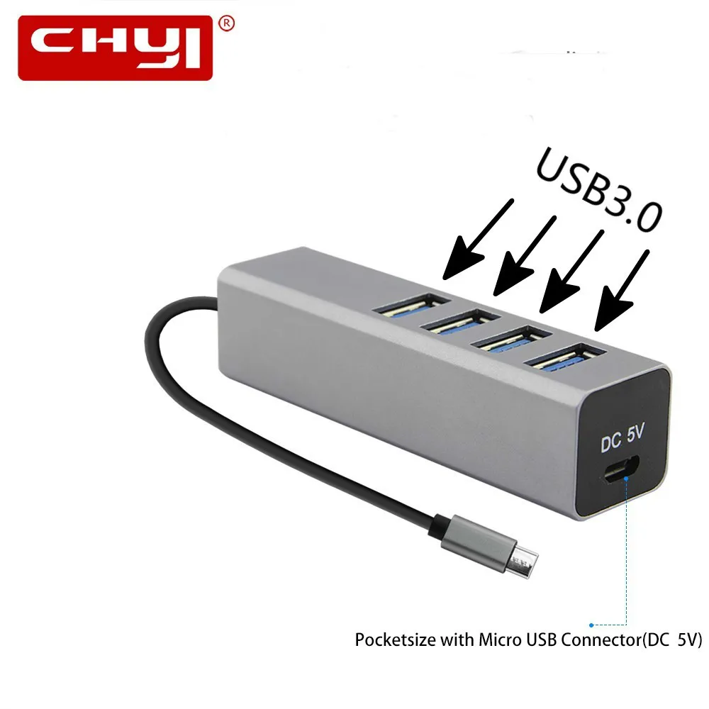 

CHYI 4 Port OTG Hab Combo Usb 3.0 Hubs Type C To Usb3.0 Hub Computer Accessories High-speed Splitter With Mirco Port For Desktop