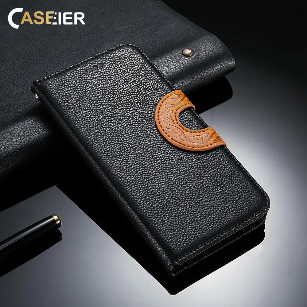 

CASEIER Litchi Style Case For iPhone 7 8 Plus XR Phone Back Flip Covers Case For iPhone 6 6s Plus Xs MAX X 5 5S SE XR Fundas