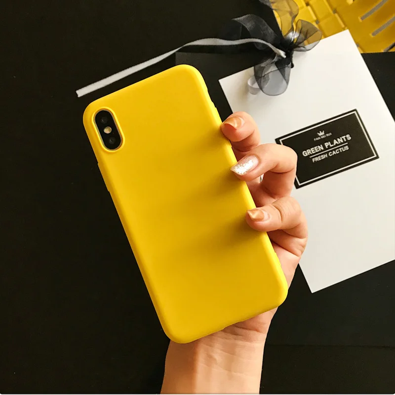 Lovebay Lemon Yellow Color Fashion Phone Cases For Iphone XS Max XR X 5 5S SE 6 6S 7 8 Plus Soft Back Cover For iphone 7 Case