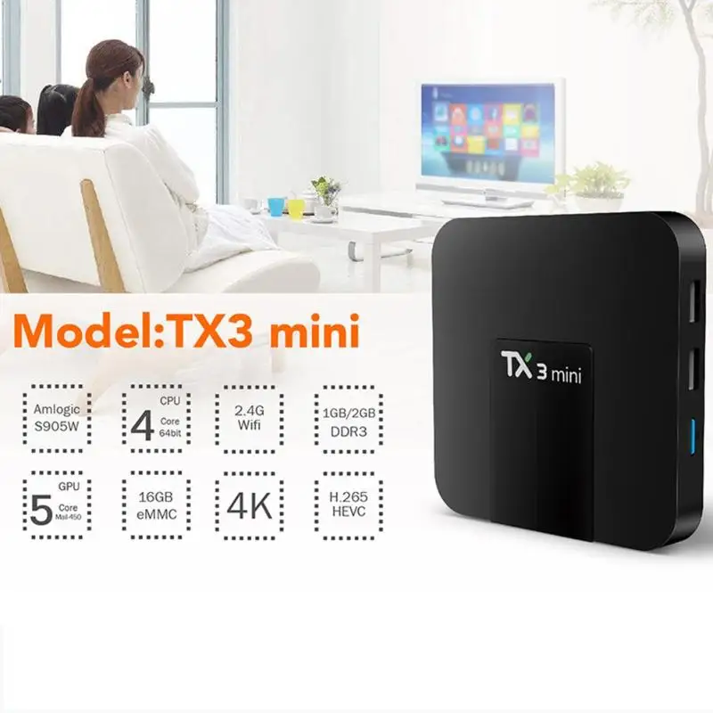 2018 Новый мини Android 7,1 S905W четырехъядерный Smart tv Box 4 K 2G + 16G WiFi приставка медиаплеер с пультом дистанционного управления