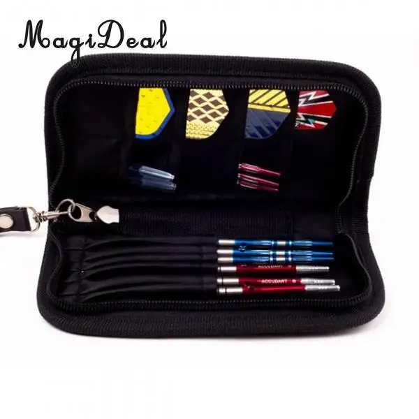 

Durable DARTS WALLET CASE Multi-function Dart Accessories Holder - Black - Can Holds 2 Sets Professional Dart Bag Dart Accessory