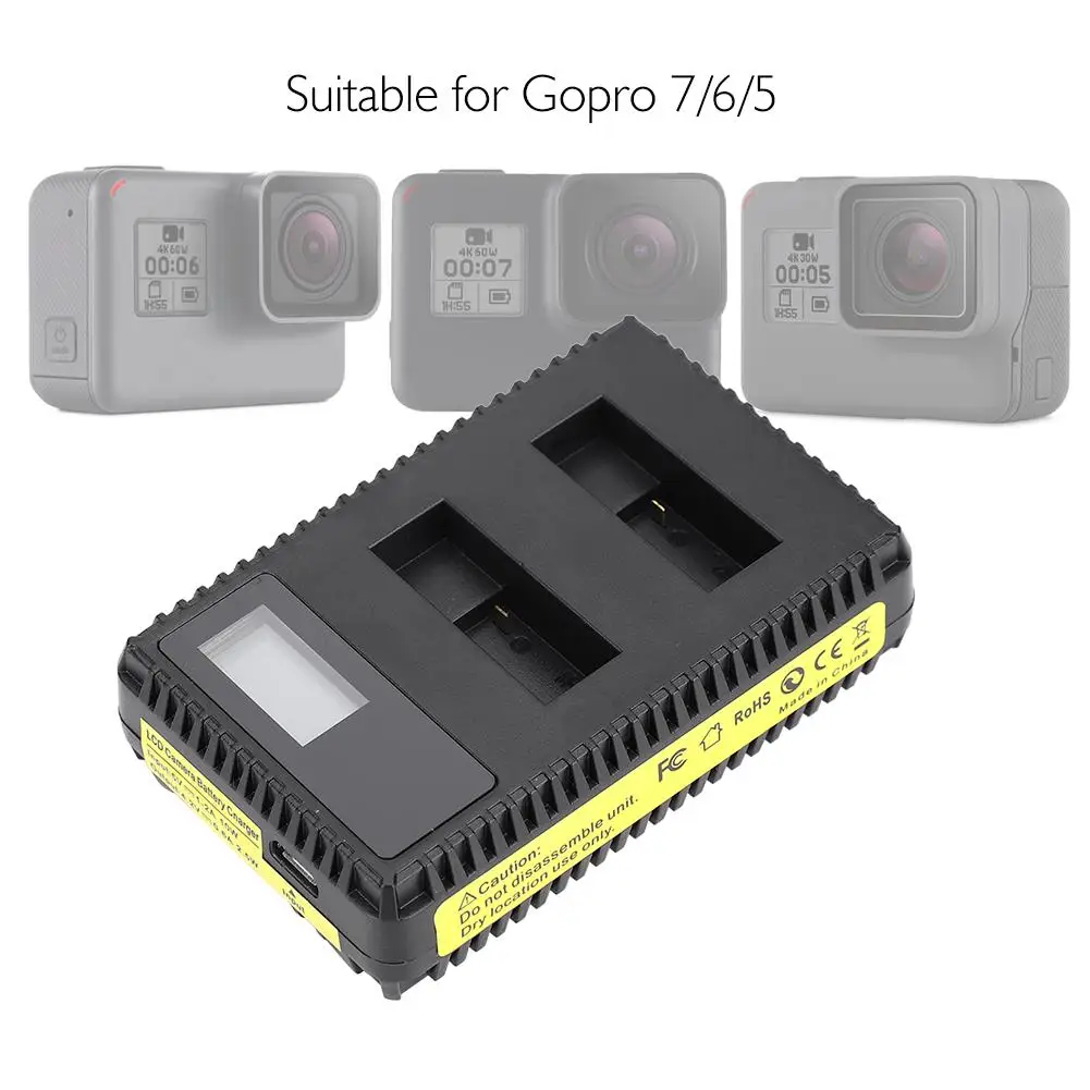 5V/2A Action Camera Battery Charger Dual Slot USB Charging Accessory