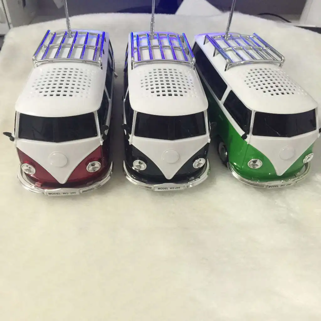 Colorful Mini Bluetooth Speaker Car Shape Mini Bus Speaker Support Fm +U Disk Insert Card Mini Speaker Mp3 Player Red