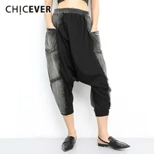 CHICEVER летний винтажный хит цветной светильник, женские штаны с эластичной резинкой на талии, карманы свободного размера плюс, штаны-шаровары длиной до лодыжки