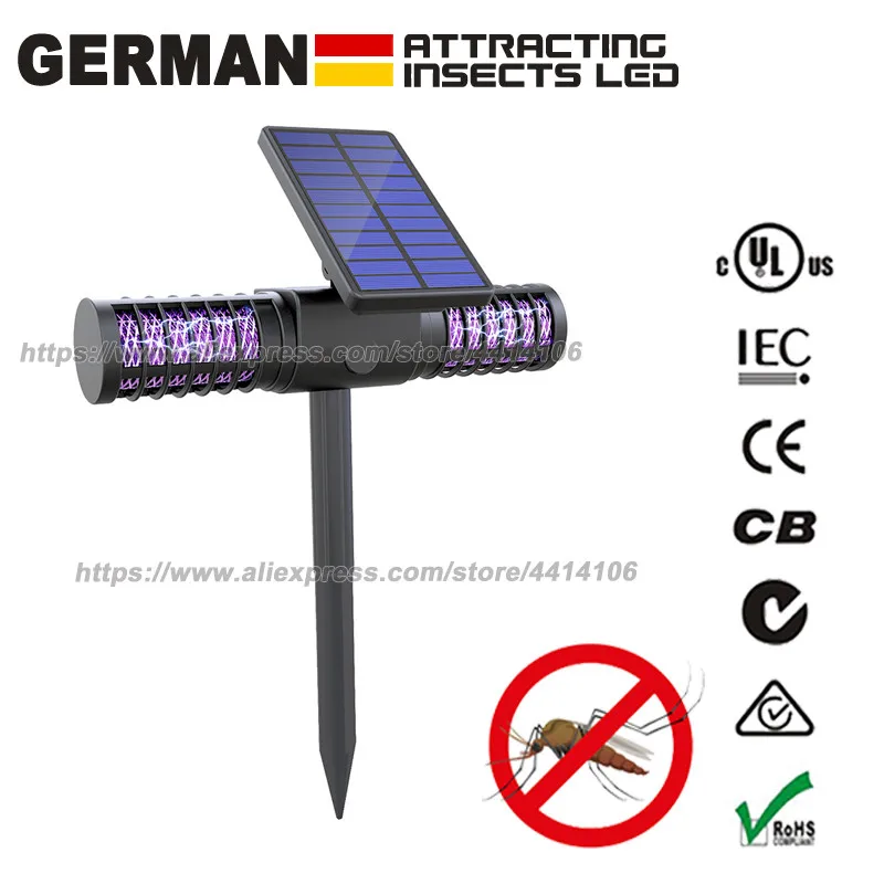 

Solar Powered Enhanced Outdoor Flying Insect Killer- Hang or Stake in The Ground- for Mosquitoes/Moths/Flies