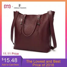 

Herald Fashion Quality Women Leather Shoulder Bags Large Capacity Women Handbag Causal Tote Bag Female Top-Handle Bags bolsa