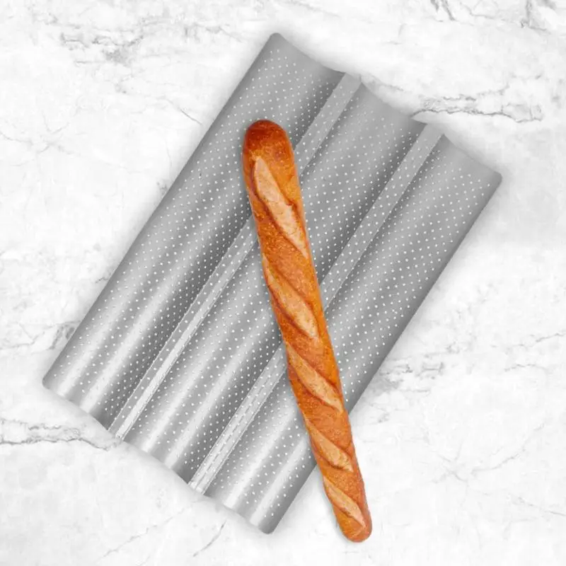 

Non-Stick Perforated French Bread Pan Baguette Stick Mold French Bread Mold Stainless Steel Baking Tools