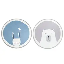 Cute Cartoon Animal Printed Round Baby Infant Play Mats Non-Slip Crawling Carpet Floor Rug Game Pad Children Room Decor