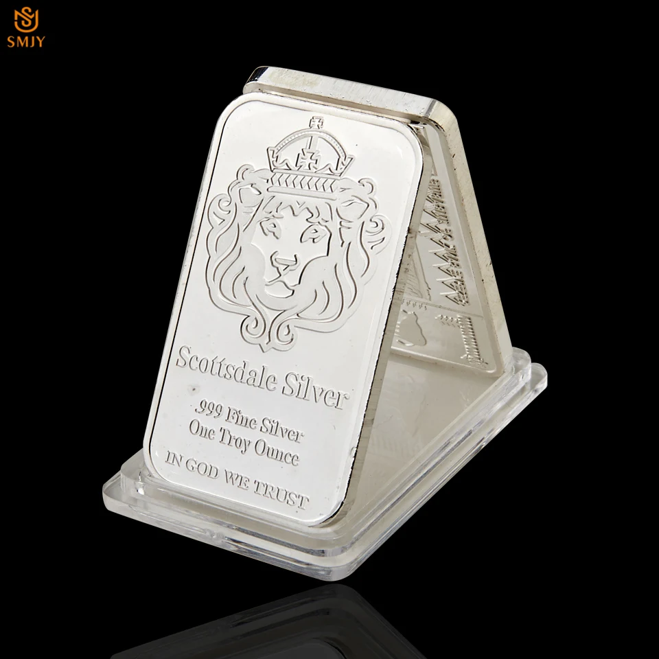Редкие 999 тонкое серебро одна Троя унция США Скоттсдейл посеребренный металлический сувенир слитки монета с защитными капсулами