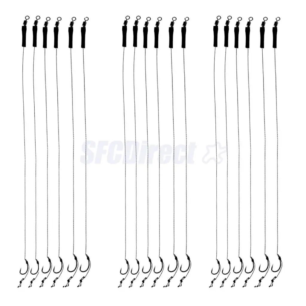 

18Pcs 12lb Fishing Hair Rigs Assorted Braided Thread Hand Tied Carp Fishing Barbless Hooks 6# 8# 10#