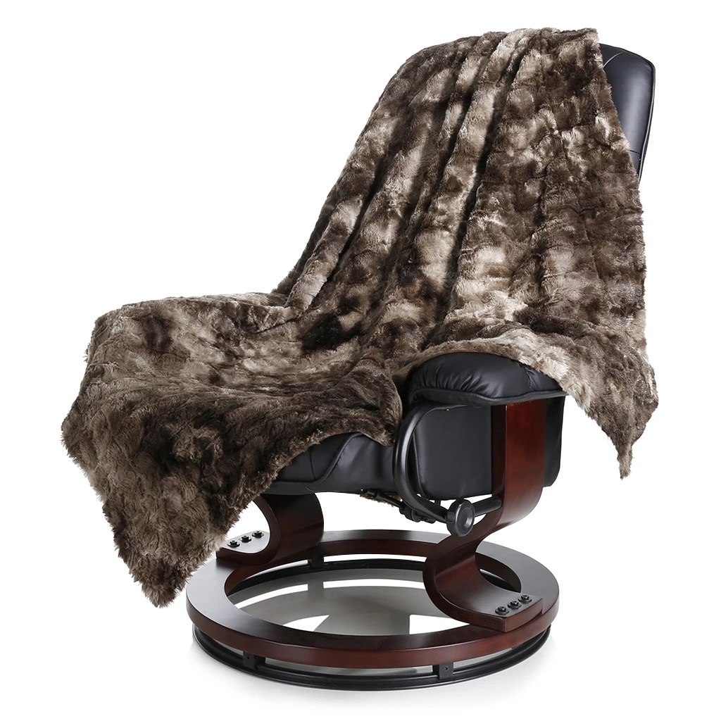  LANGRIA Faux Fur Fleece Blanket Throw Lightweight Portable Soft Blanket Machine Washable For Home C