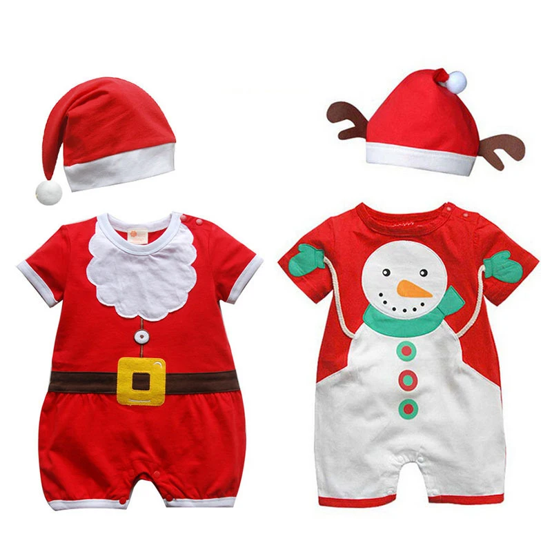 Baby Christmas Clothes Cute Snowman Costume For children Kids Rompers Bebe Costumes Overall +Hat Outfit clothing New Year Gifts