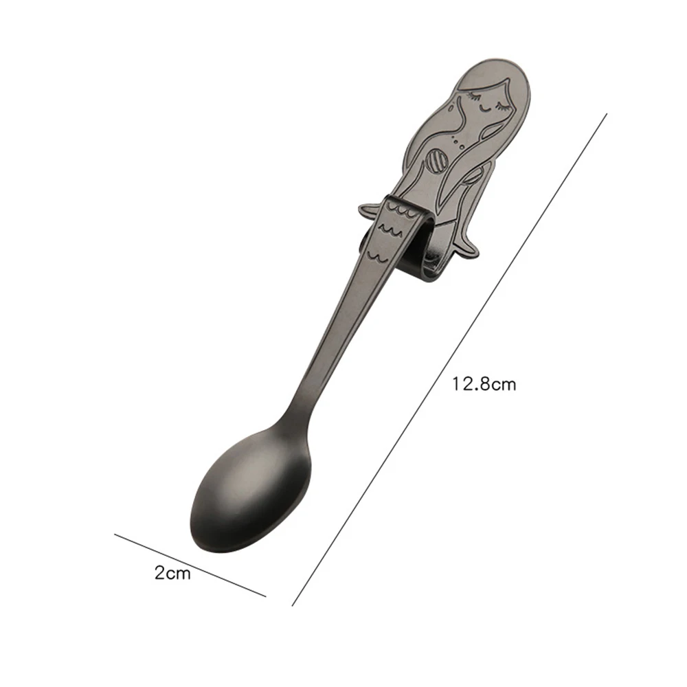 Симпатичные Русалка ложка Сталь чайной ложки Длинные ручки кофейные ложечки сахар десерт бистро столовые приборы висит чашки Scooper для питья