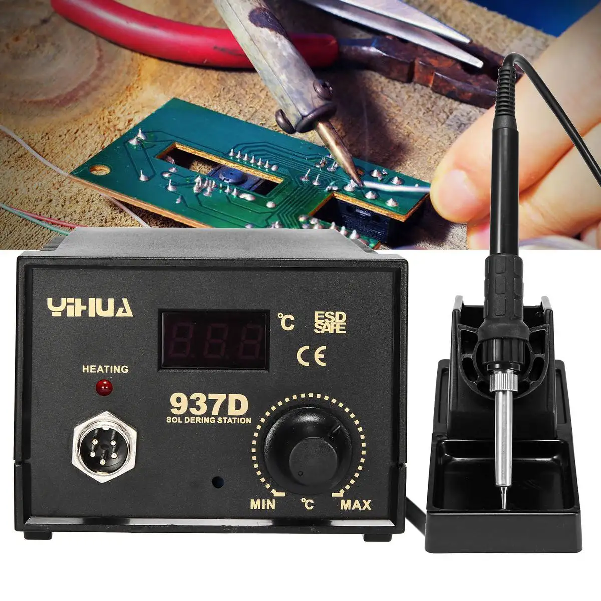 

937D 220V Electric Welding Iron Frequency Change Desolder Soldering Station Digital LED Display ESD Welding Tools Equipment