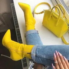 Women Ankle Boots Women Pointed Toe Thin Heels Boot Yellow Shoes Blade heel Boots Women Side Zipper Sexy Autumn Booties Women Ankle Boots Women Pointed Toe Thin Heels Boot Yellow Shoes Blade heel Boots Women Side Zipper Sexy Autumn Booties