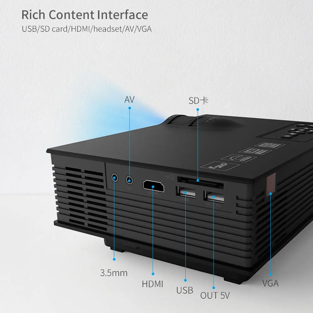 Uc68 театральный мультимедийный проектор 80 Ansi Hd 1080P видео встроенный Hifi динамик домашняя развлекательная поддержка Miracast Airplay(США