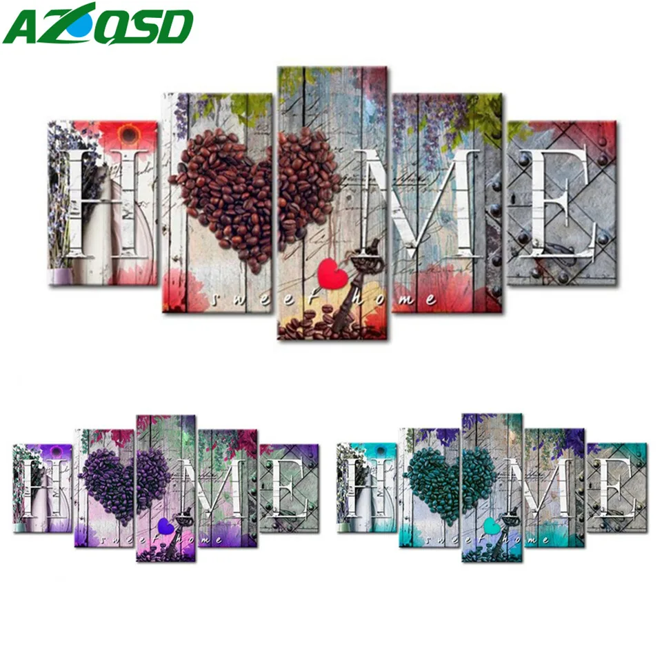 

AZQSD Diamond Embroidery Sale Landscape Diamond Mosaic Scenic Cross Stitch Multi-picture Combination Home Decor 5pcs/set Gift