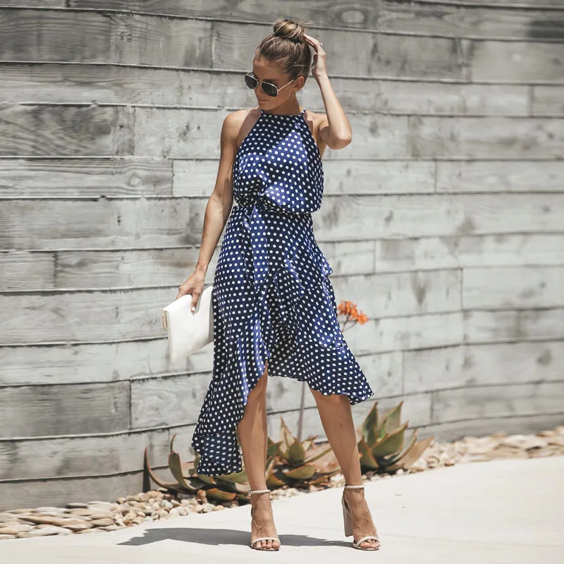 

2019 Women Sexy Irregular Dress Dot Print Graphic Autumn Maxi Dress Print Bodycon Party Dress Woman Vestidos SP328